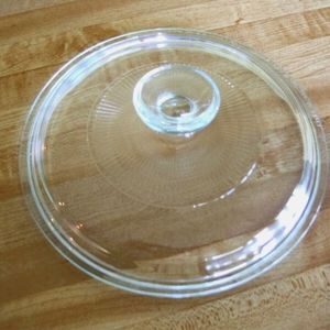 Pyrex G5C Glass Replacement Lid Round Ribbed Light Blue Tint - Lid Only
